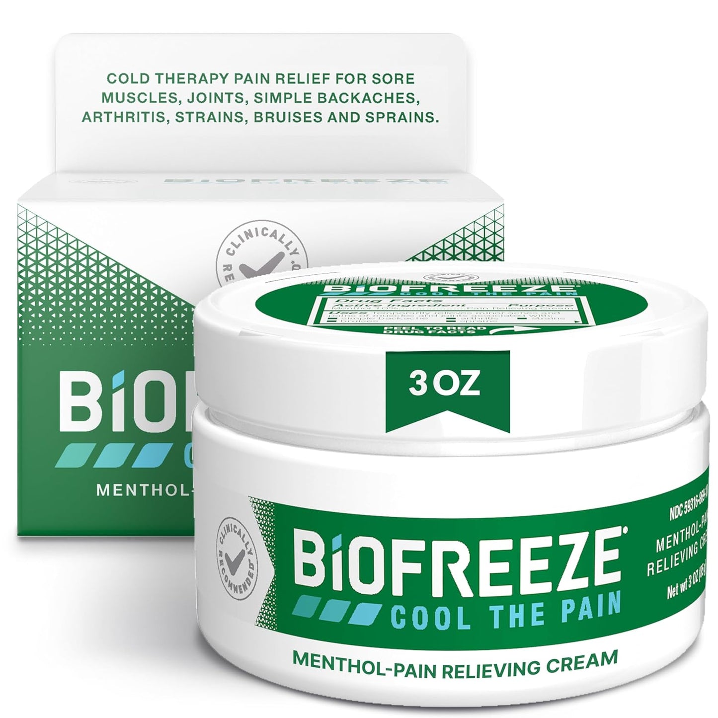 Biofreeze Menthol Cooling Cream 3 oz – Fast Cooling Topical Cream for Muscles & Joints