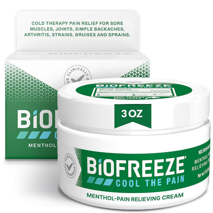 Biofreeze Menthol Cooling Cream 3 oz – Fast Cooling Topical Cream for Muscles & Joints