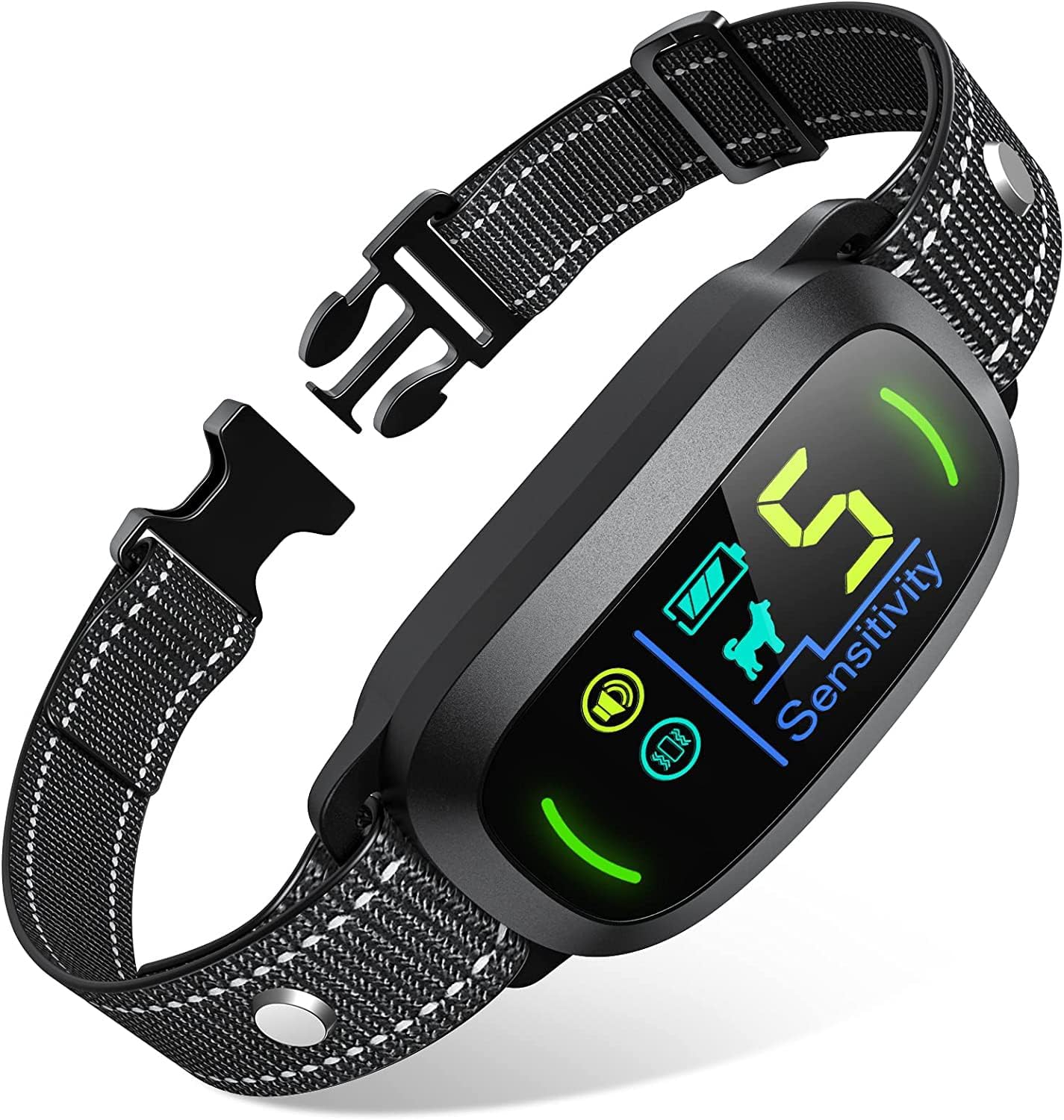 Rechargeable Dog Bark Collar – Smart Training Collar with 5 Sensitivity Levels, Beep & Vibration, Black