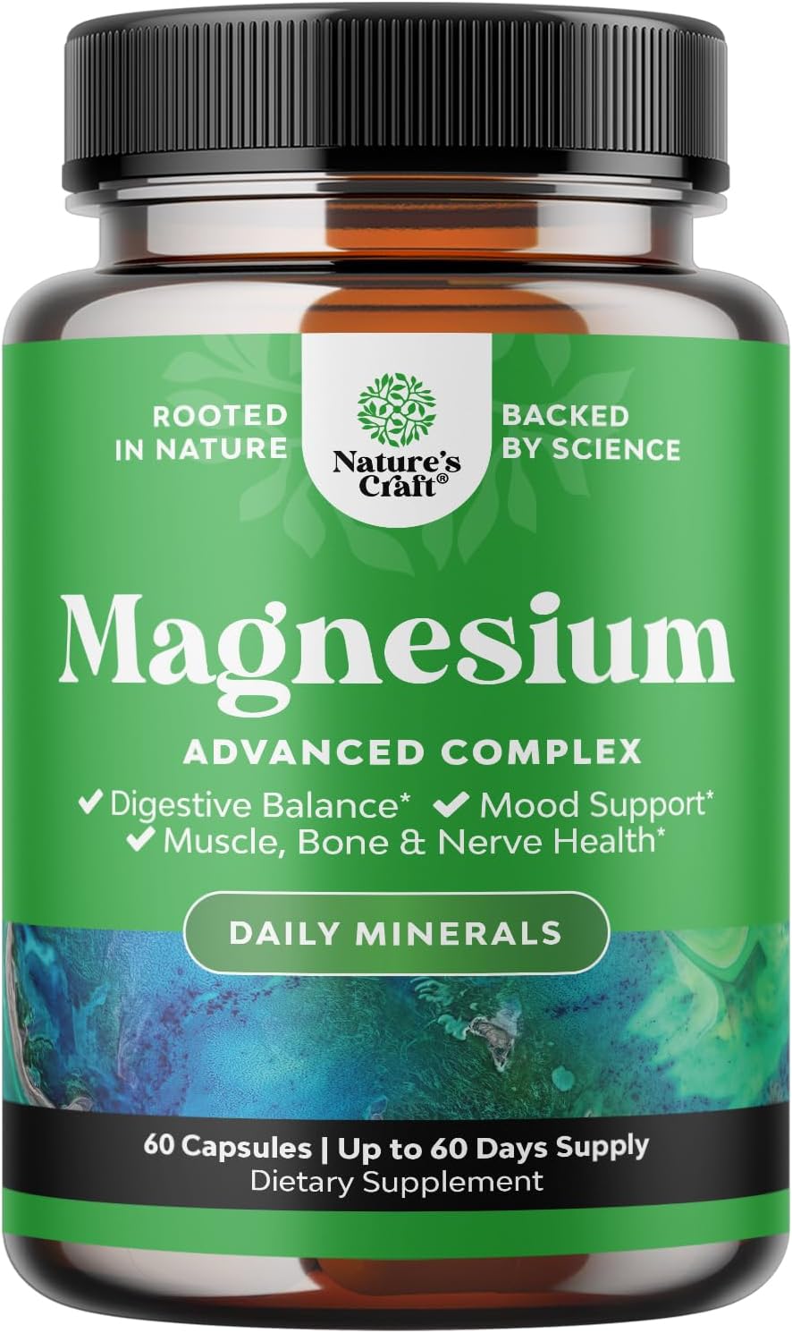 Magnesium Complex Capsules Oxide Citrate 500 mg Sleep Mood Support 60 Count