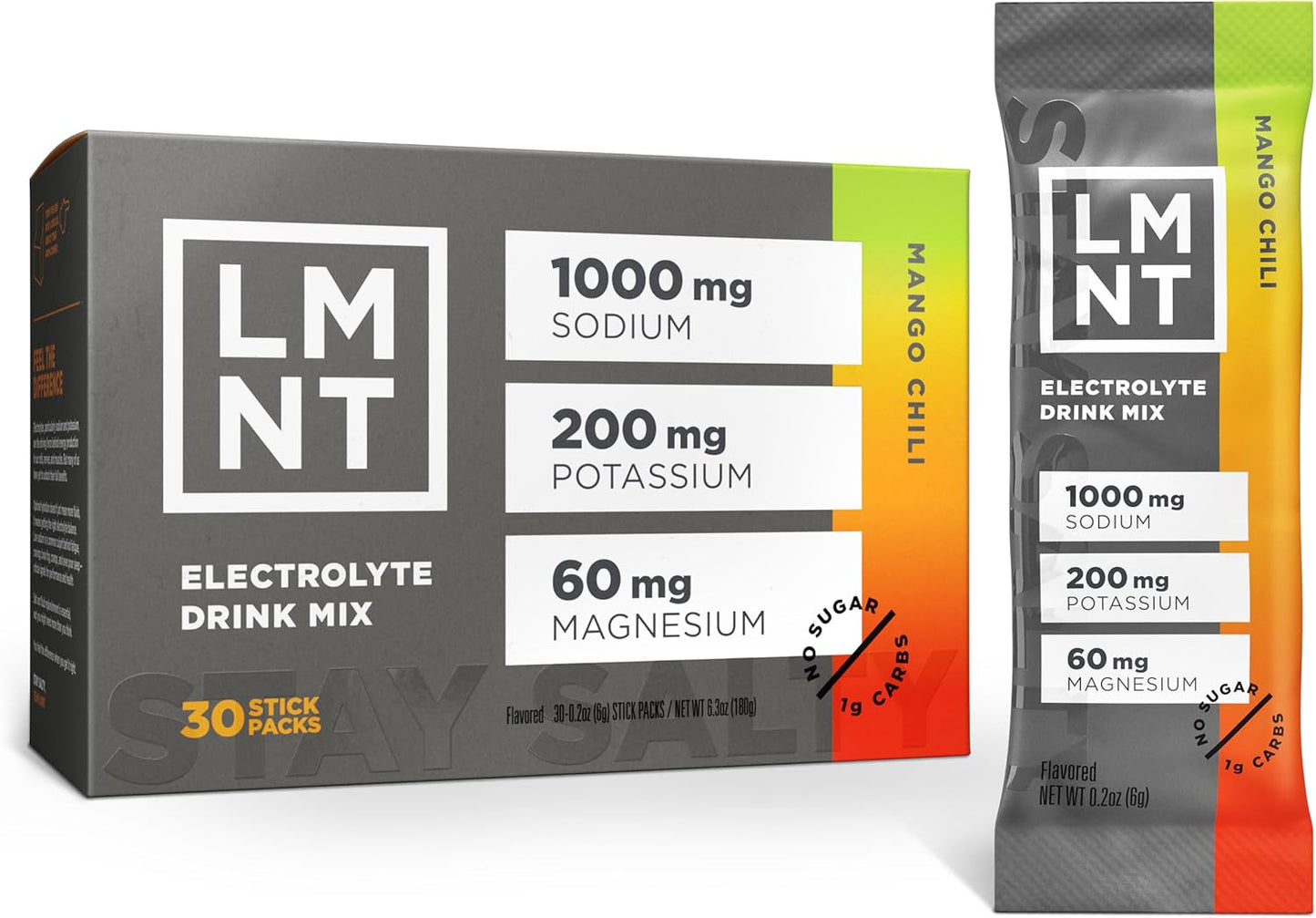 LMNT Zero Sugar Electrolytes Mango Chili Salt Drink Mix 30 Count