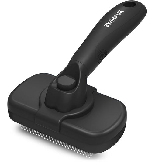 Swihauk Self-Cleaning Slicker Brush for Dogs & Cats Black
