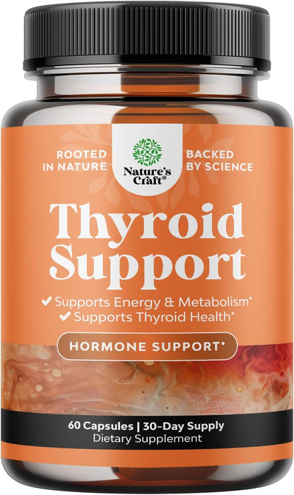 Herbal Thyroid Support Complex Kelp Iodine L Tyrosine Ashwagandha 60 Count