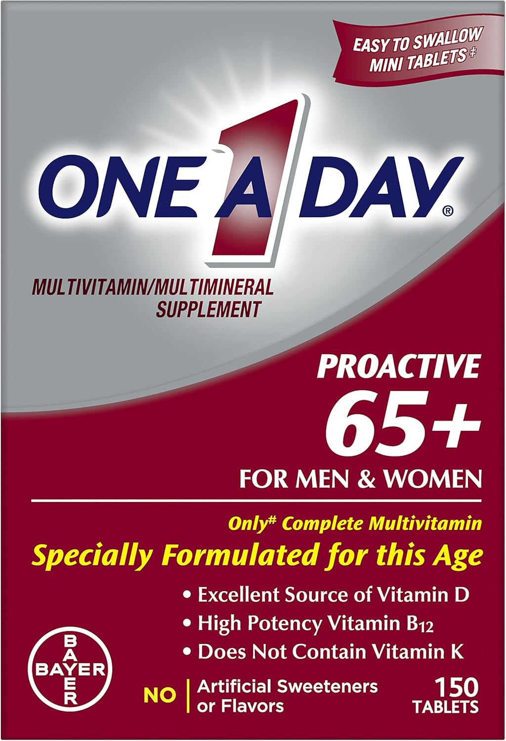 One A Day Proactive 65+ Multivitamin Tablets with Vitamins A, C, D and Zinc 150 Count