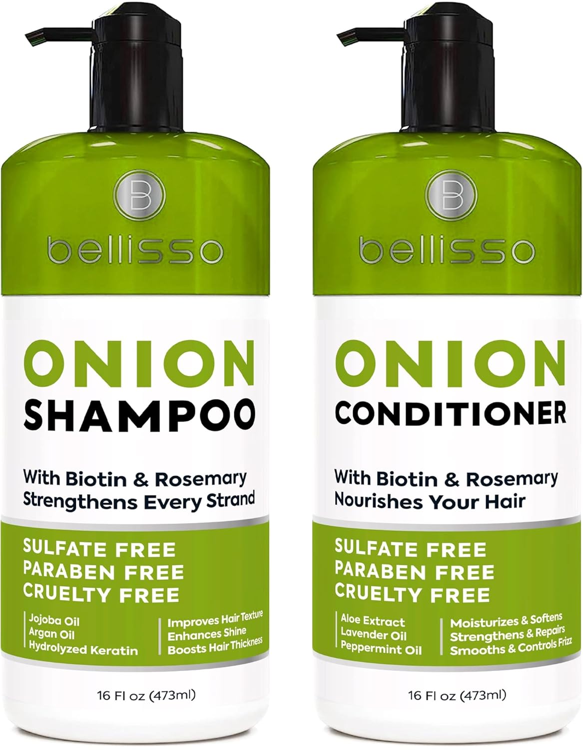 Onion Shampoo and Conditioner Set with Rosemary and Biotin Sulfate Free
