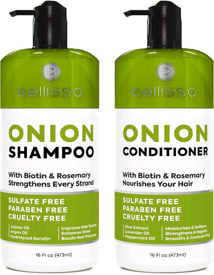 Onion Shampoo and Conditioner Set with Rosemary and Biotin Sulfate Free