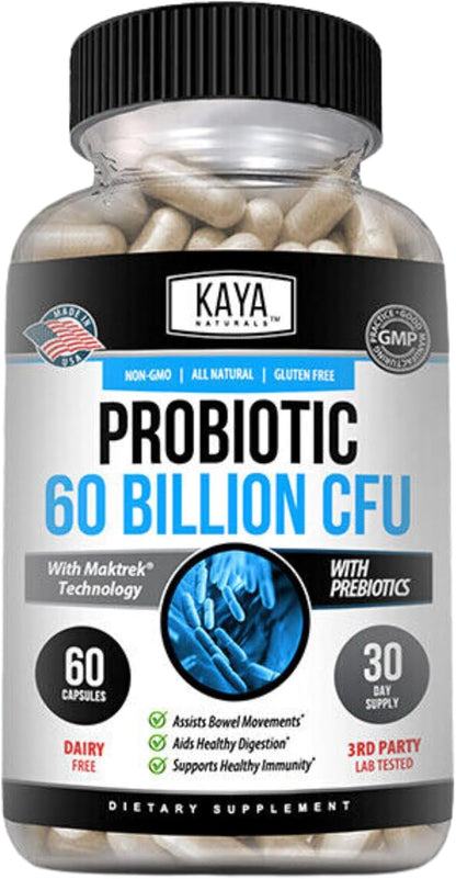 Kaya Naturals Probiotic 60 Billion CFU Gut & Immune Support 60 Veggie Capsules