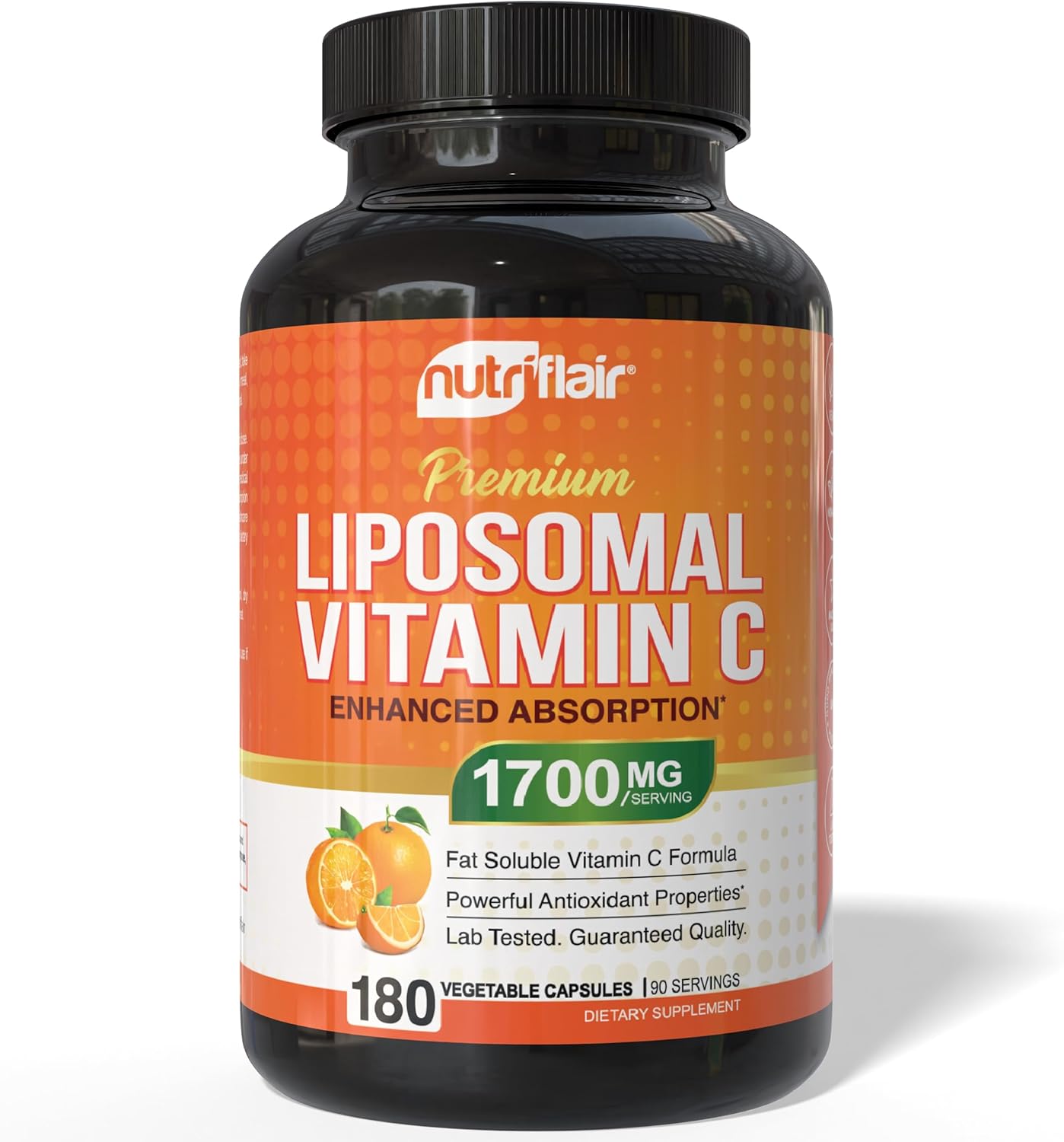 NutriFlair Liposomal Vitamin C 1700 mg – High Absorption Capsules, 180 Count, Non-GMO, Vegan