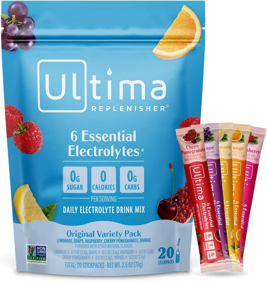 Ultima Replenisher Electrolyte Powder Variety Pack Zero Sugar 20 Stickpacks