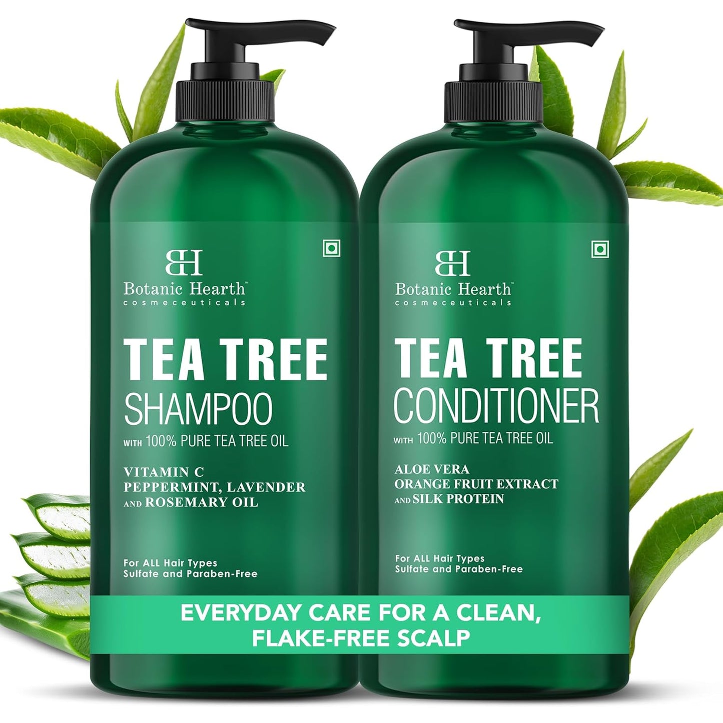 Botanic Hearth Tea Tree Shampoo and Conditioner Set Sulfate Free 16 fl oz