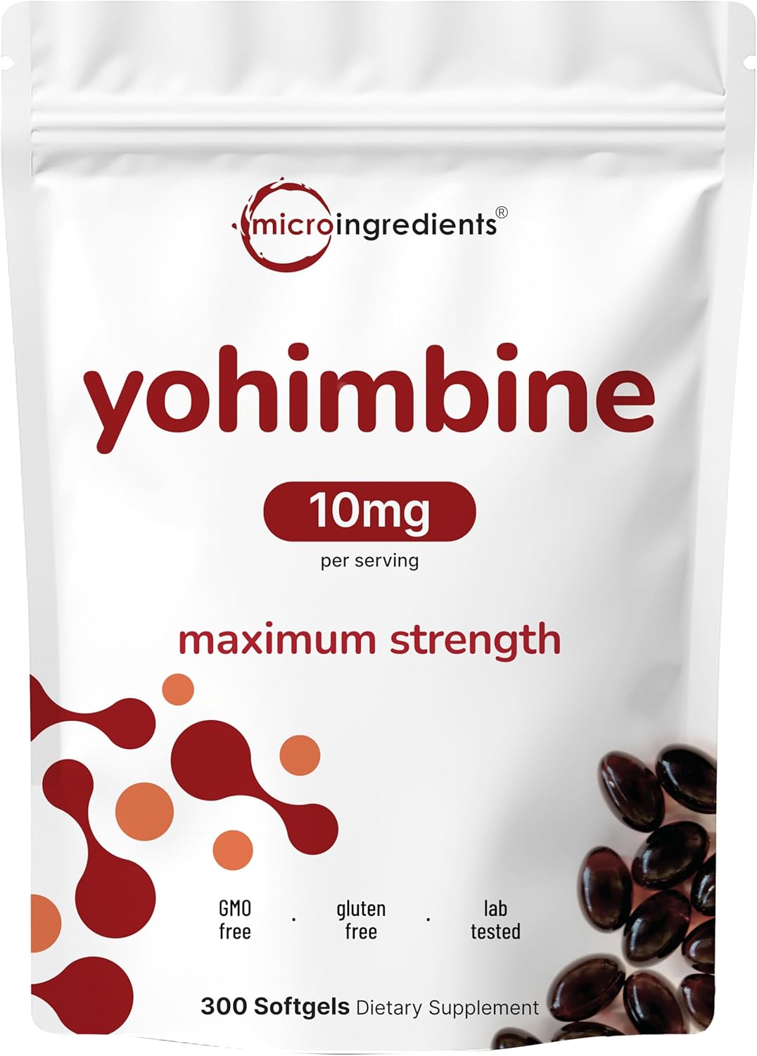 Yohimbine HCL 10 mg Softgels – Double Strength Supplement with Sunflower Seed Oil, 300 Count