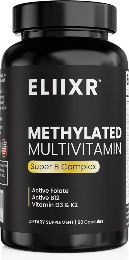 Eliixr Methylated Multivitamin Capsules with B Complex 90 Day Supply