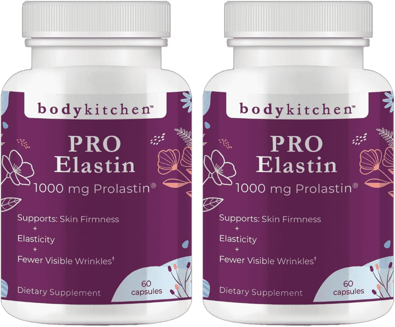 Body Kitchen Pro Elastin Peptides 1000 mg Marine-Derived Supplement 2 Pack 120 Capsules
