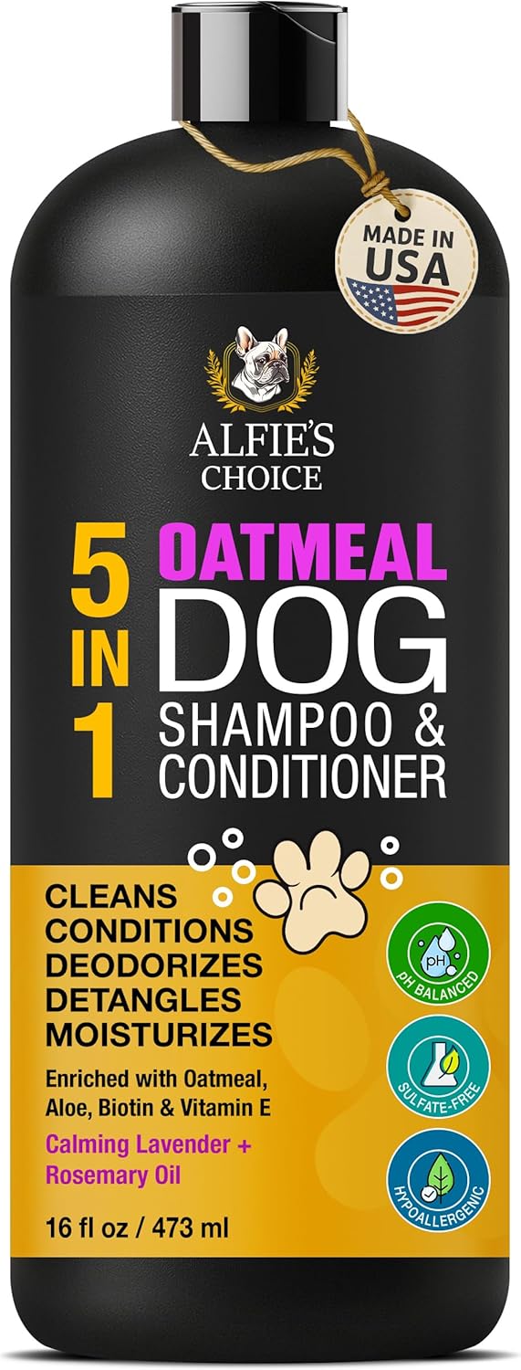 ALFIE'S CHOICE Oatmeal Dog Shampoo Conditioner 16 fl oz 5-in-1 Sensitive Skin