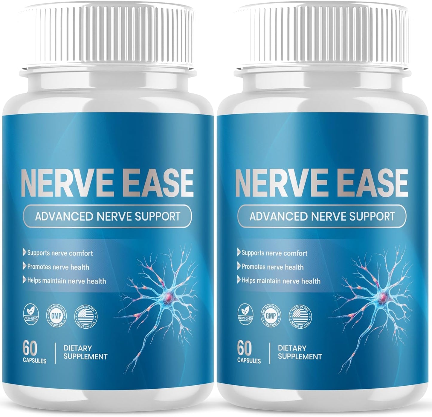 Nerve Ease Supplement Capsules with Natural Ingredients 120 Capsules (2 Pack)