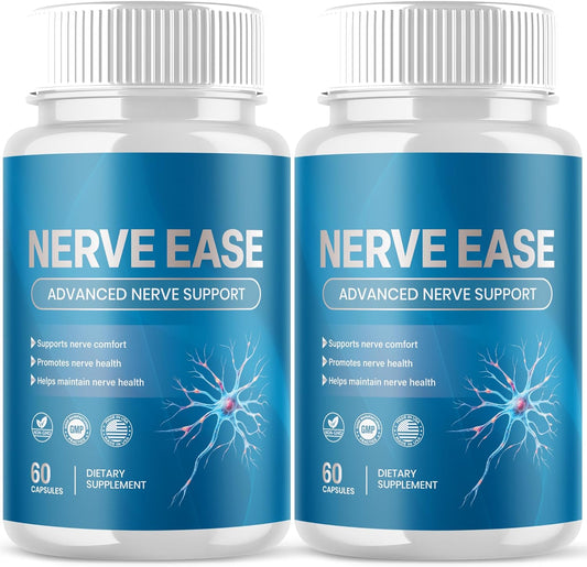 Nerve Ease Supplement Capsules with Natural Ingredients 120 Capsules (2 Pack)