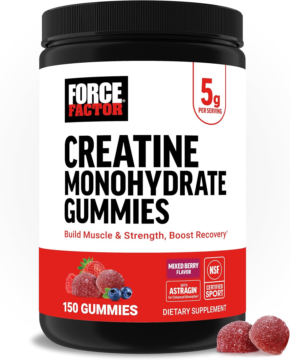 Force Factor Creatine Monohydrate Gummies 5 g Mixed Berry 150 Count