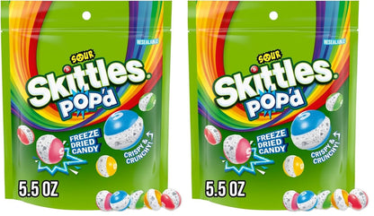 SKITTLES POP'd Sour Freeze Dried Candy 5.5 oz 2 Pack
