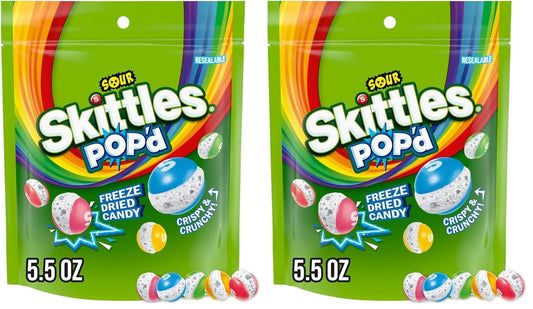 SKITTLES POP'd Sour Freeze Dried Candy 5.5 oz 2 Pack