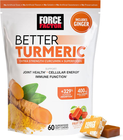 Force Factor Better Turmeric 400 mg with Black Pepper Ginger Soft Chews 60 Count