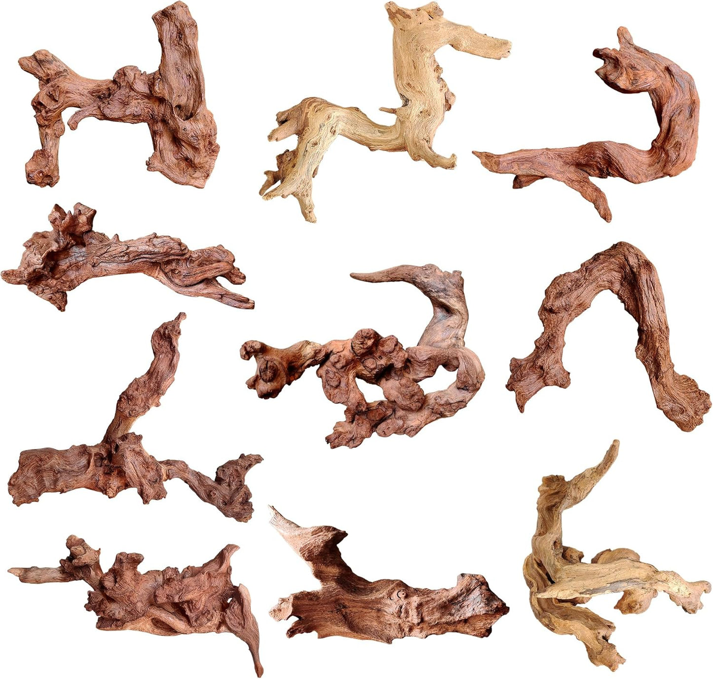 Majoywoo Natural Small Driftwood Aquarium and Reptile Decor 10 Piece