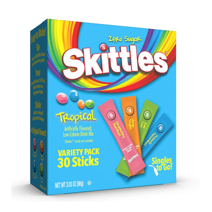Singles To Go Skittles Tropical Variety Pack Powdered Drink Mix 30 Servings
