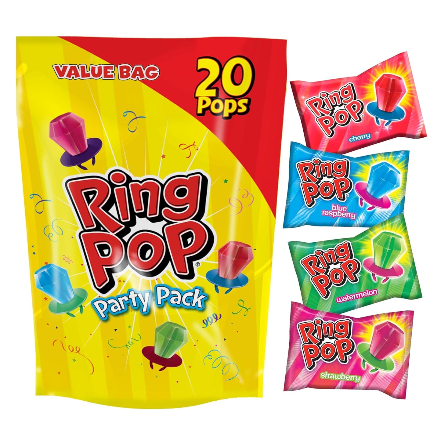 Ring Pop Assorted Fruit Flavored Hard Candy Lollipops 50 Count Variety Pack