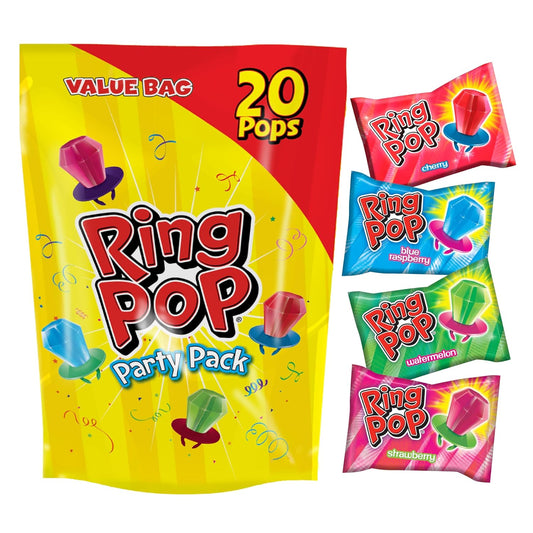 Ring Pop Assorted Fruit Flavored Hard Candy Lollipops 50 Count Variety Pack
