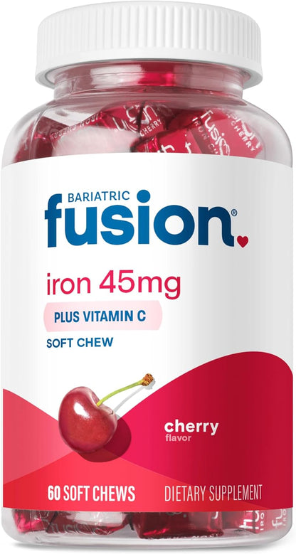 Bariatric Fusion Chewable Iron Supplement with Vitamin C Cherry Flavor 60 Count