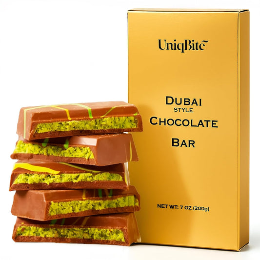 UniqBite Dubai Chocolate Bar Pistachio Knafeh Style 7 oz
