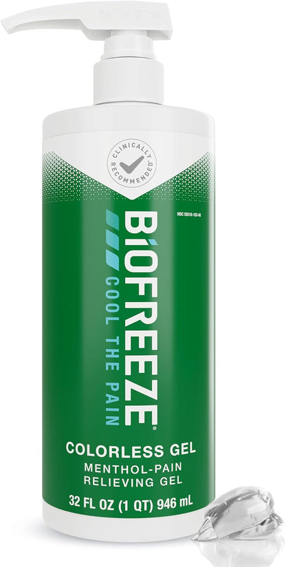 Biofreeze Menthol Cooling Gel 32 fl oz – Topical Menthol Gel for Muscle & Joint Care