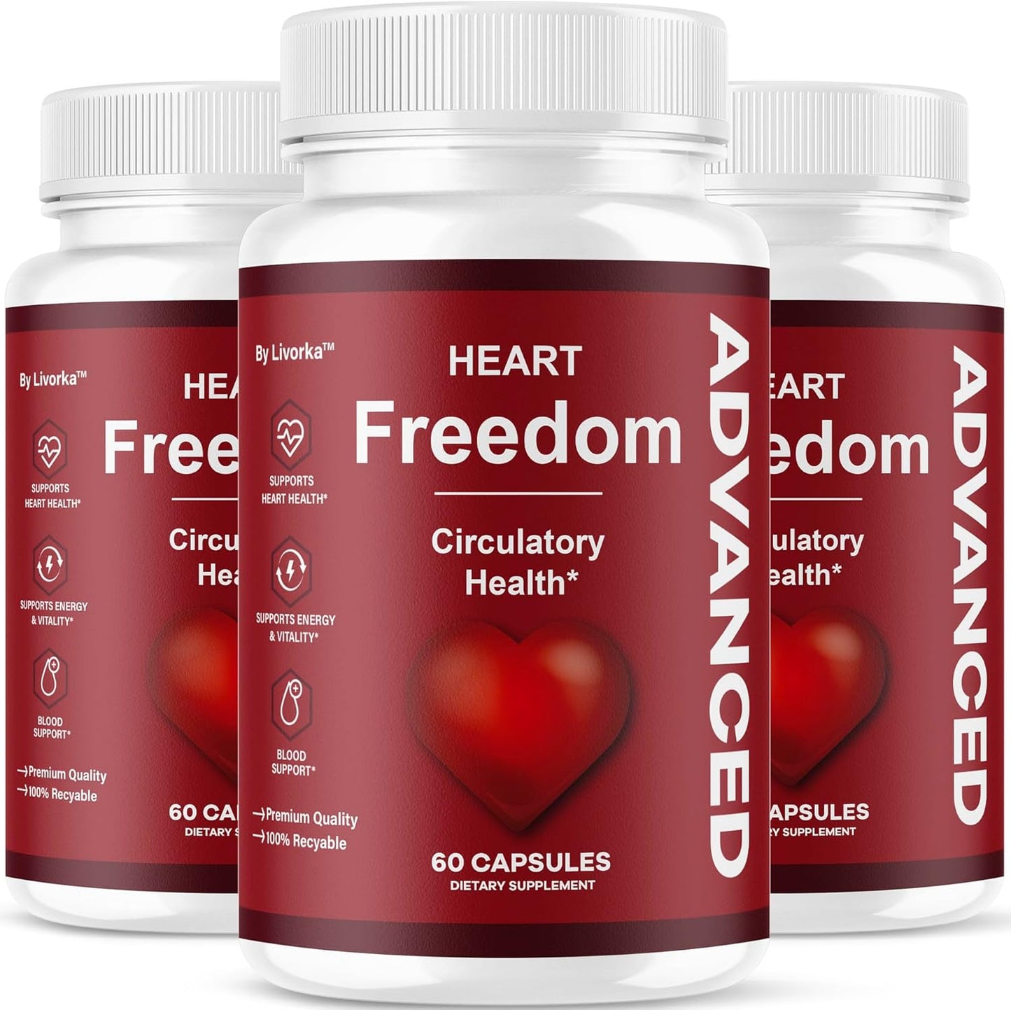 Heart Freedom Supplement Capsules with Natural Ingredients 180 Capsules (3 Pack)