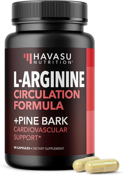 L-Arginine 1800 mg with Pine Bark Extract Supplement 90 Vegan Capsules