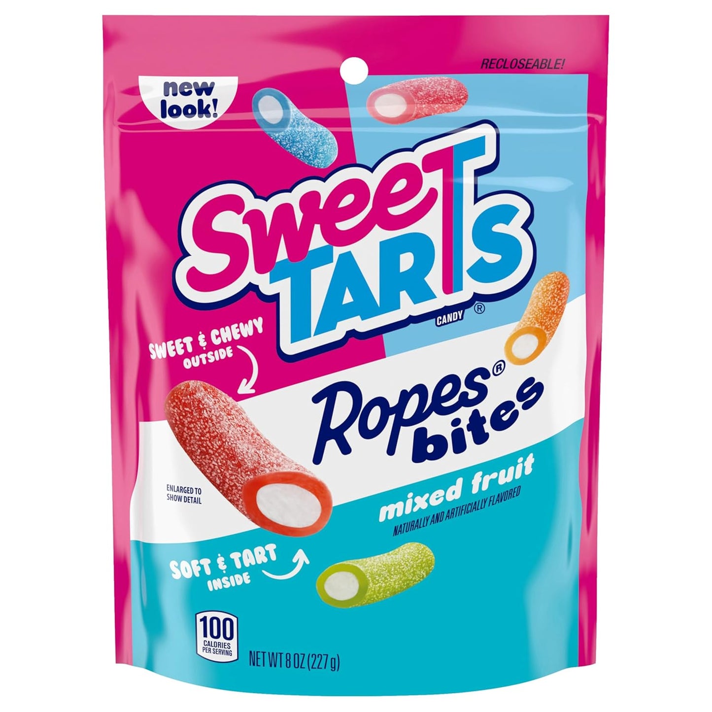 SweeTARTS Rope Bites Mixed Fruit Candy 8 oz Resealable Bag