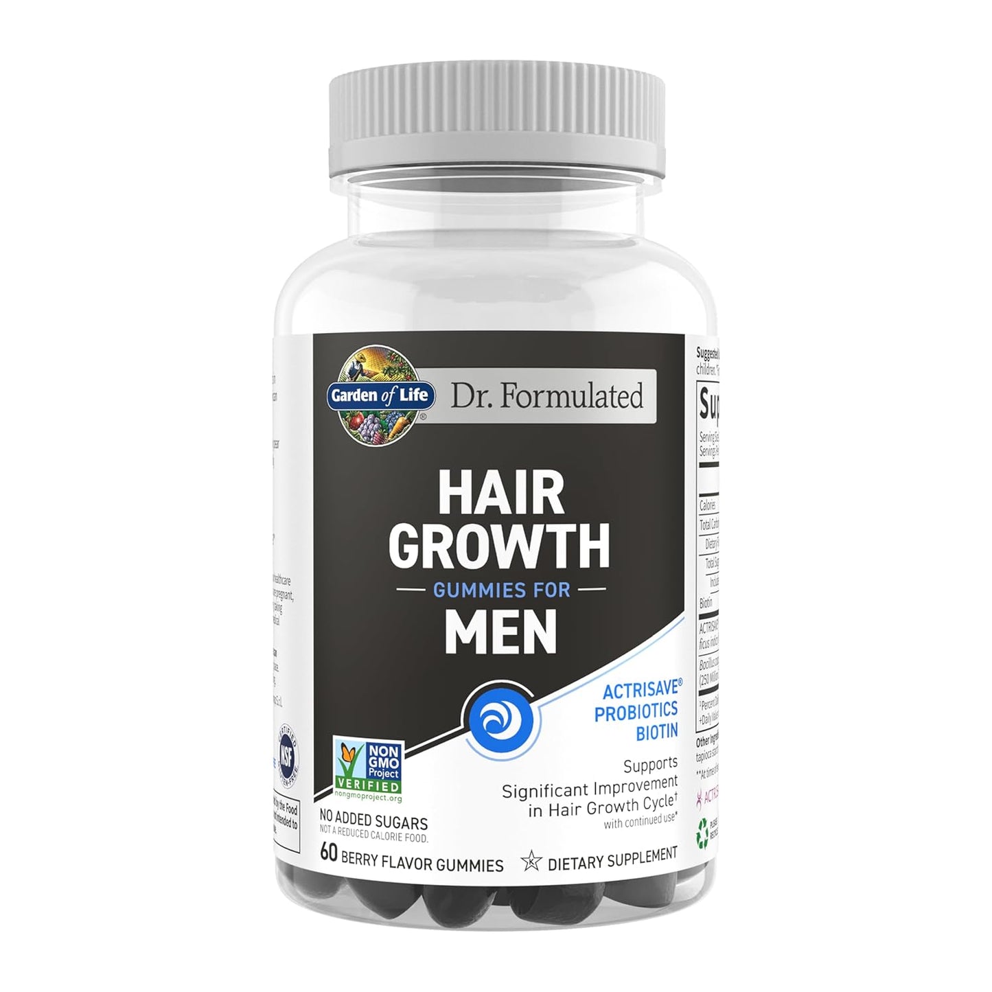 Garden of Life Dr. Formulated Hair Growth Gummies for Men – Biotin & Clinically Studied Extracts, Berry Flavor, 60 Gummies