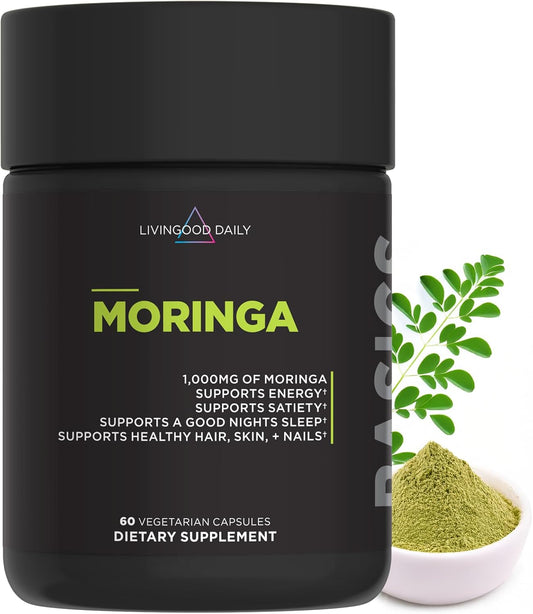 Livingood Daily Moringa Capsules Vegan Greens Superfood Non-GMO 60 Count