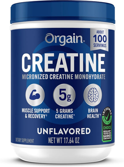 Orgain Micronized Creatine Monohydrate Powder Unflavored 100 Servings 17.64 oz