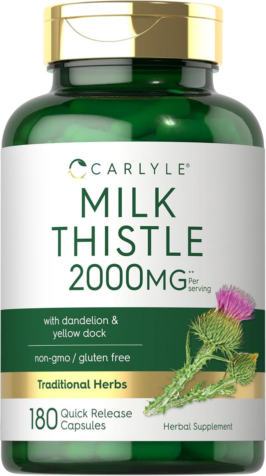 Carlyle Milk Thistle | 180 Capsules | with Dandelion & Yellow Dock | Non-GMO, Gluten Free