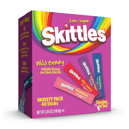 Skittles Singles To Go Wild Berry Variety Pack Zero Sugar Drink Mix 40 Servings
