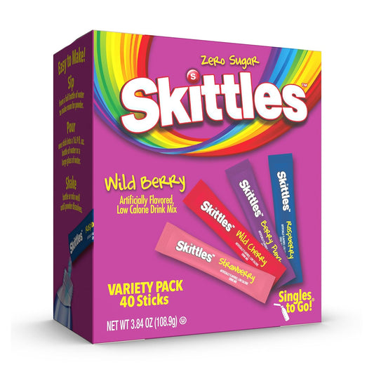 Skittles Singles To Go Wild Berry Variety Pack Zero Sugar Drink Mix 40 Servings