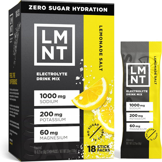 LMNT Zero Sugar Electrolytes Lemonade Drink Mix 18 Count
