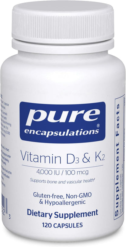 Pure Encapsulations Vitamin D3 & K2 Capsules 120 Count