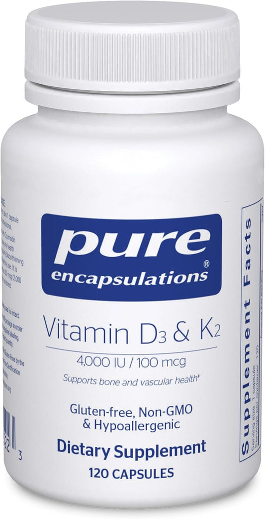 Pure Encapsulations Vitamin D3 & K2 Capsules 120 Count