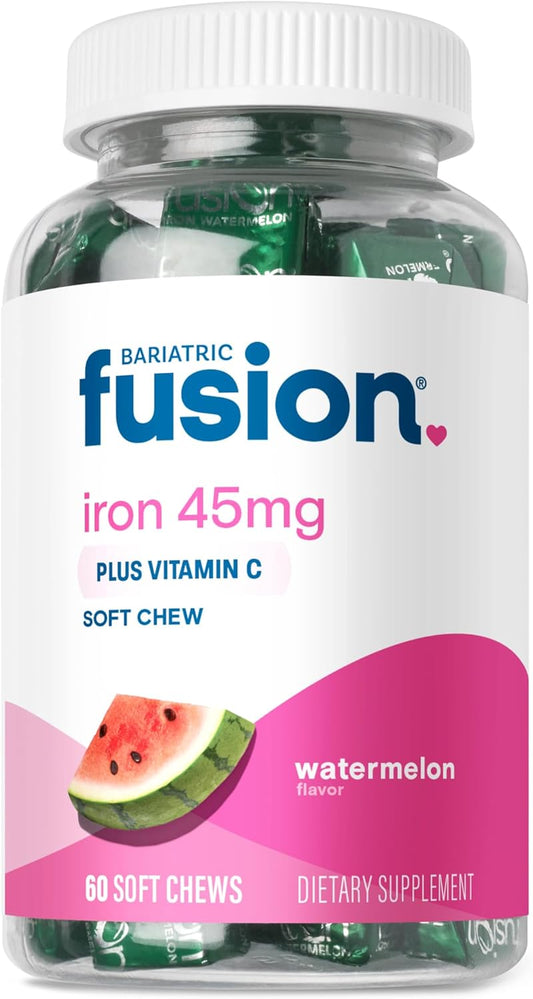 Bariatric Fusion Chewable Iron Supplement with Vitamin C Watermelon Flavor 60 Count