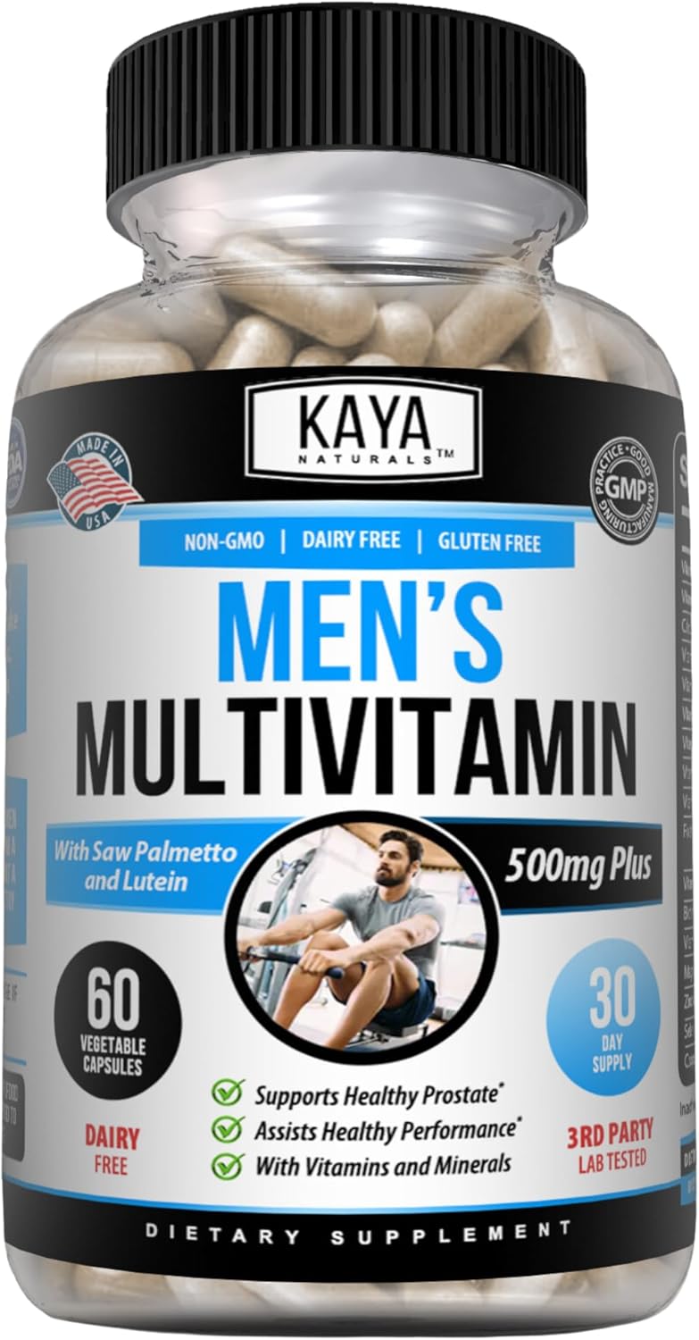 Kaya Naturals Men’s Multivitamin Prostate Support Daily Supplement 60 Veggie Capsules