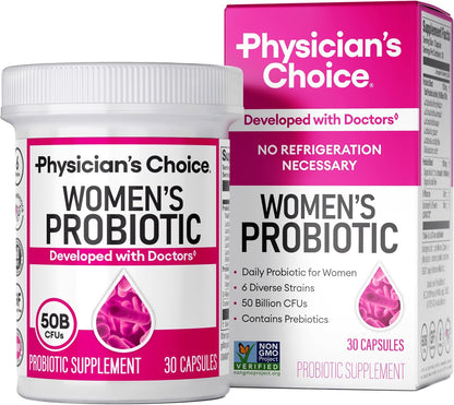 Physician's CHOICE Probiotics for Women 50 Billion CFU with Prebiotics Cranberry Extract Capsules 30 Count