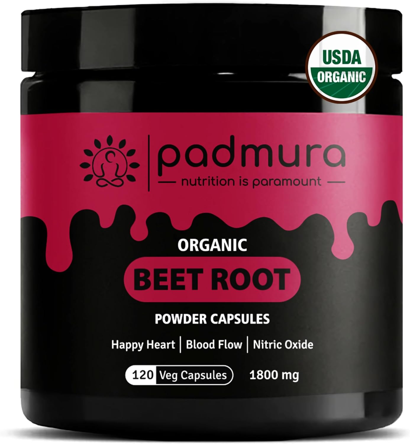 Organic Beet Root Capsules 1800 mg Vegan Non GMO Gluten Free 120 Count