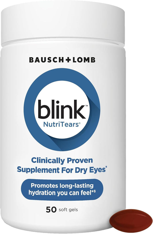 Blink NutriTears Supplement for Dry Eyes – Lutein, Zeaxanthin & Vitamin D for Hydration & Eye Comfort, 50 Softgels