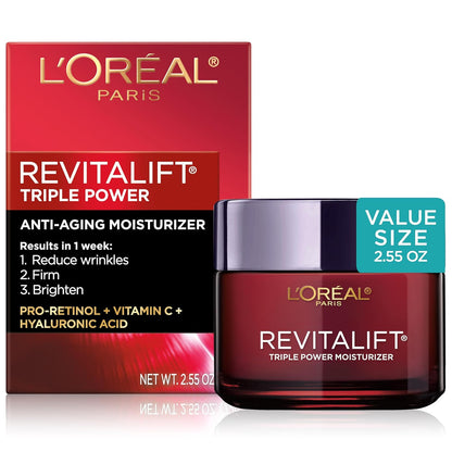L'Oréal Paris Revitalift Triple Power Face Moisturizer Pro Retinol Hyaluronic Acid Vitamin C 2.55 oz