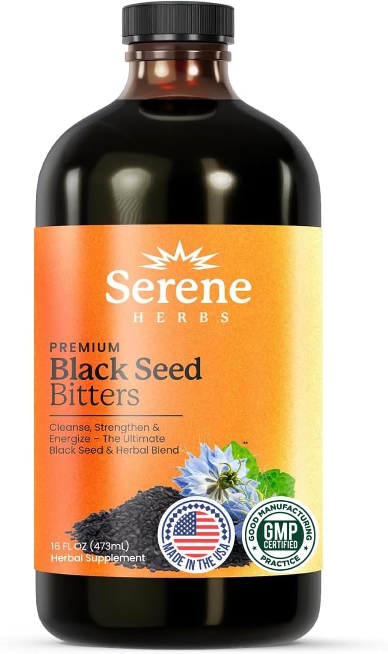 Serene Herbs Organic Black Seed Oil Bitters Liquid Supplement 16 fl oz